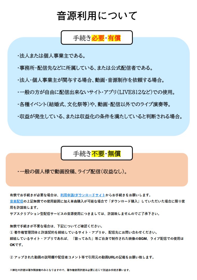 VTuberさん各位へ

歌枠で利用している人が多いと思う、「歌っちゃ王」さんの規約が変更されたとの事で、該当する人が多くいると思うので、一度確認してみてください！！

=============================
■ 今回の規約変更でVTuberはどうなる？
=============================
-