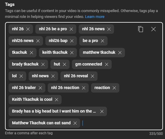 I still stand on Business in the Youtube Tags