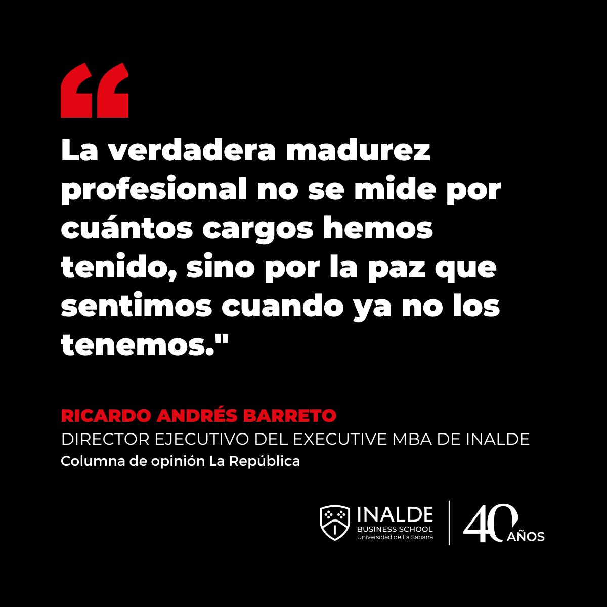 ¿Te sientes cómodo cuando no recibes el trato que crees merecer? Ricardo Barreto, director ejecutivo del MBA de INALDE, nos invita a reflexionar si  estamos construyendo un liderazgo desde el reconocimiento o desde el propósito.
👉 Lee el artículo aquí: larepublica.co/analisis/ricar…