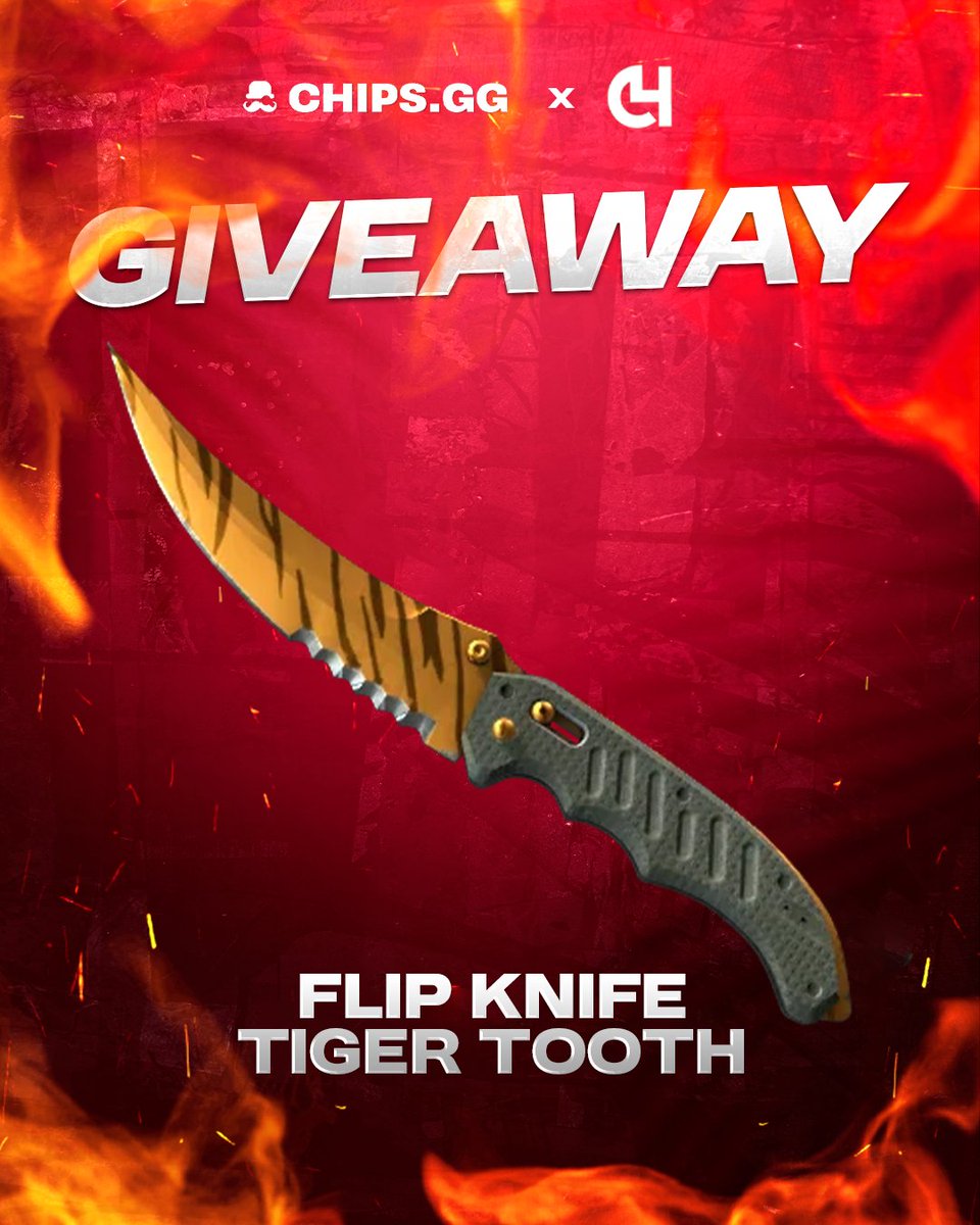 🚨 $380 Flip Knife  | TigerTooth Giveaway 🚨

➡️ To enter :

✅️Follow me &amp; <a href="/chipsgg/">Chips.gg</a>
✅️RT &amp; Like
✅️Tag 2 friends

⏳️Ends in 10 days