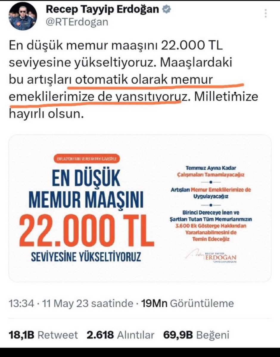 A y h a n __G e n ç (@ayhangenc_61) on Twitter photo ACİLEN
#MemurEmeklisineAdalet
GELMELİ❗
+Seyyanen zam hakkı khk ile elinden alındı
+2,5 milyon #EmekliMemur ,
en düşük zam alan emekli kesimi oldu
HATANIZI DÜZELTİN ❗️
<a href="/MemurSenKonf/">Memur-Sen</a>
<a href="/Kamu_Sen/">Türkiye Kamu-Sen</a>
<a href="/OnderKahveci/">Önder Kahveci</a>
<a href="/_aliyalcin_/">Ali YALÇIN</a> <a href="/TurkesGuney/">Türkeş Güney</a>
<a href="/Akparti/">AK Parti</a>
<a href="/MHP_Bilgi/">MHP</a>
<a href="/isikhanvedat/">Prof. Dr. Vedat Işıkhan</a>
👇 ACİLEN
#MemurEmeklisineAdalet
GELMELİ❗
+Seyyanen zam hakkı khk ile elinden alındı
+2,5 milyon #EmekliMemur ,
en düşük zam alan emekli kesimi oldu
HATANIZI DÜZELTİN ❗️
<a href="/MemurSenKonf/">Memur-Sen</a>
<a href="/Kamu_Sen/">Türkiye Kamu-Sen</a>
<a href="/OnderKahveci/">Önder Kahveci</a>
<a href="/_aliyalcin_/">Ali YALÇIN</a> <a href="/TurkesGuney/">Türkeş Güney</a>
<a href="/Akparti/">AK Parti</a>
<a href="/MHP_Bilgi/">MHP</a>
<a href="/isikhanvedat/">Prof. Dr. Vedat Işıkhan</a>
👇