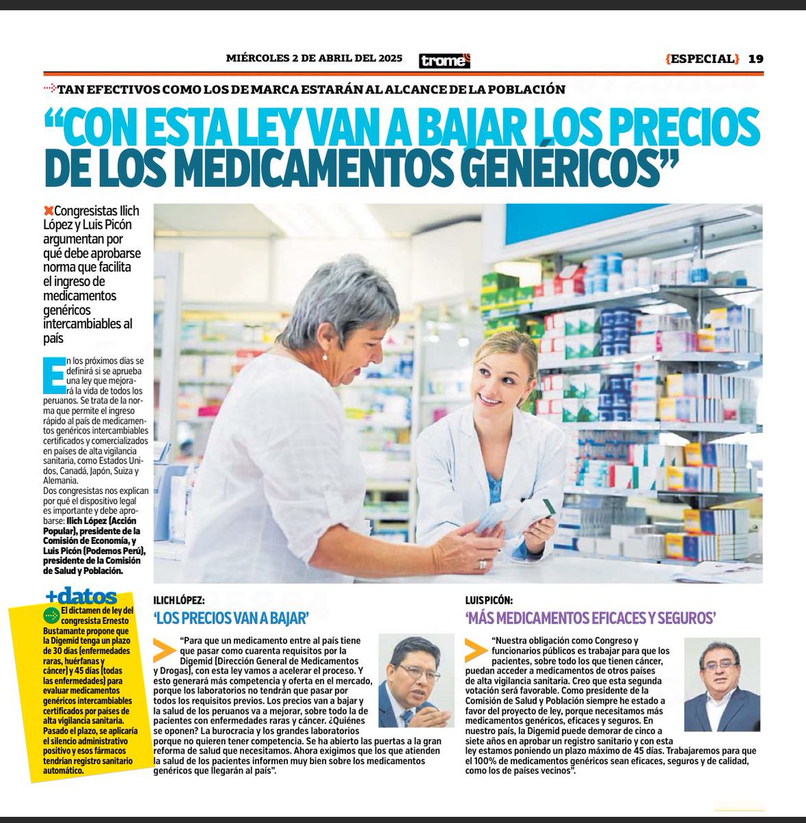 D-Luzmila (@luzmila1413) on Twitter photo Los medicamentos genéricos salvan vidas. Pero si no se encuentran en farmacias, de qué sirve la ley???? Si falta fiscalización y voluntad...
#MásGenéricosMenosTrabas
<a href="/Minsa_Peru/">Ministerio de Salud</a> <a href="/pcmperu/">Consejo de Ministros</a> Los medicamentos genéricos salvan vidas. Pero si no se encuentran en farmacias, de qué sirve la ley???? Si falta fiscalización y voluntad...
#MásGenéricosMenosTrabas
<a href="/Minsa_Peru/">Ministerio de Salud</a> <a href="/pcmperu/">Consejo de Ministros</a>