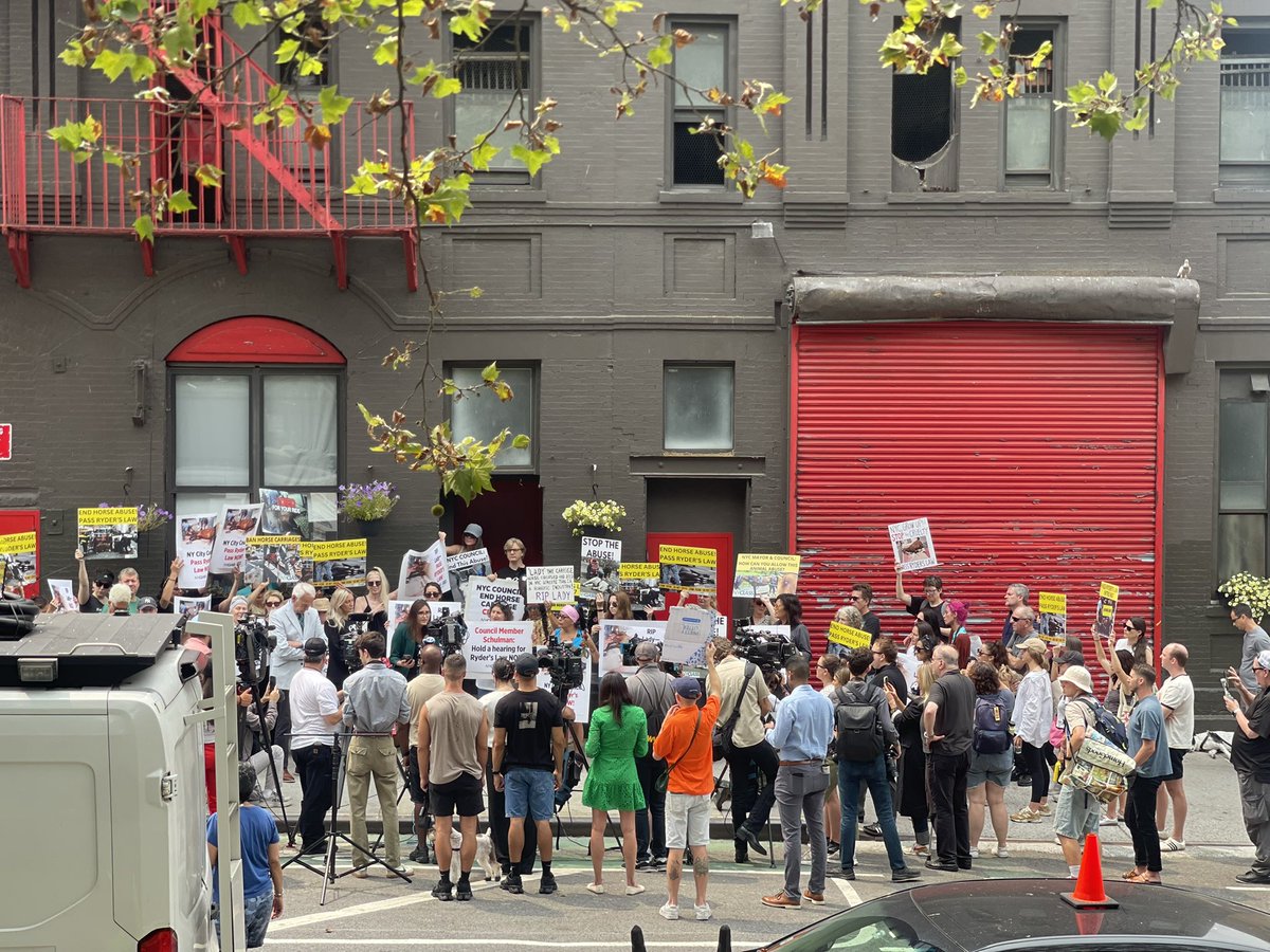 Happening now: Major rally against the city’s cruel and barbaric horse carriage industry. 

Horses like Lady and Ryder should never have died in vain. 

Pass Ryder’s Law now and end this abuse once and for all!