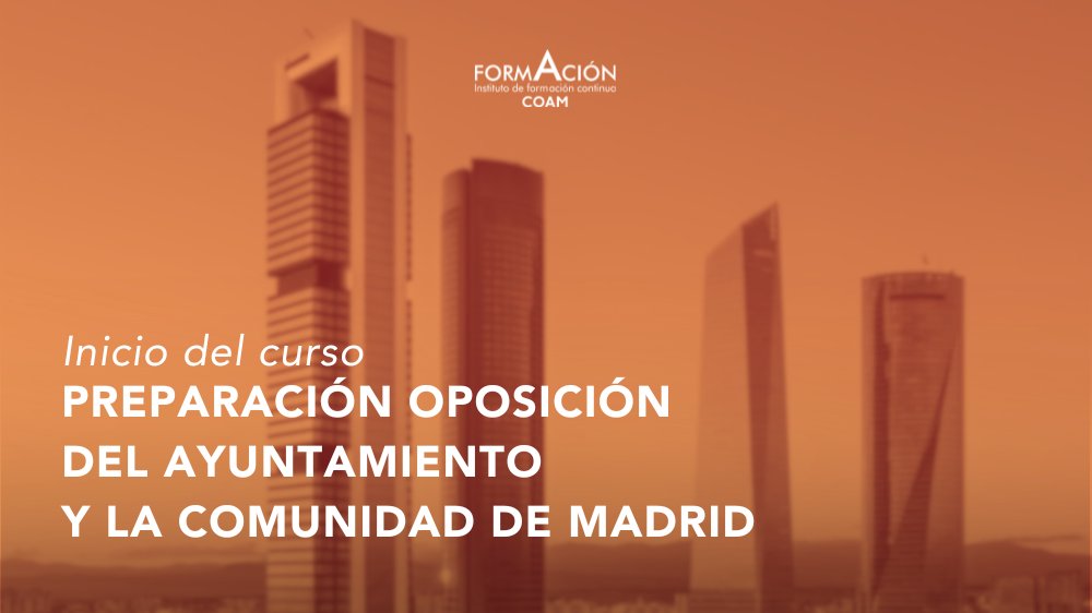 Instituto de Formación Continua COAM (@cursoscoam) on Twitter photo ¿Sabías que puedes llevar adelante las preparaciones de Ayuntamiento y Comunidad de Madrid de forma simultánea? La Escuela de Opositores COAM te cuenta cómo.
📩 Escríbenos a escuela.opositores@coam.org
👉 formacion.coam.org/la-escuela-de-… ¿Sabías que puedes llevar adelante las preparaciones de Ayuntamiento y Comunidad de Madrid de forma simultánea? La Escuela de Opositores COAM te cuenta cómo.
📩 Escríbenos a escuela.opositores@coam.org
👉 formacion.coam.org/la-escuela-de-…