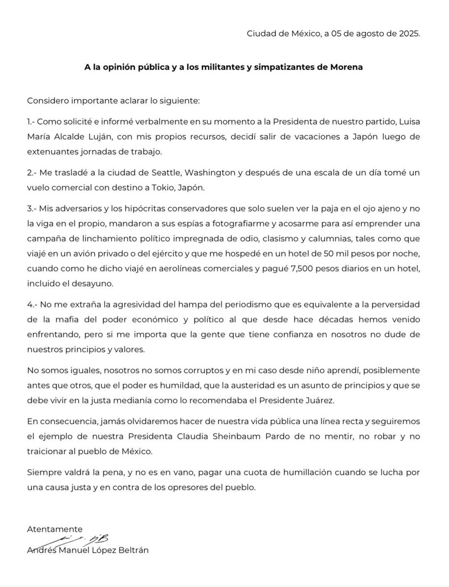 Salió peor la “explicación”…

7 mil 500 pesos, dice ‘Andy’ que costó cada noche en Tokio

Dudoso, pero bueno… 

¿Saben cuánto gana un COT (Coordinador Operativo Territorial) de Morena? 

7 mil pesos mensuales 

Son los que afilian para Morena mientras ‘Andy’ disfruta Japón