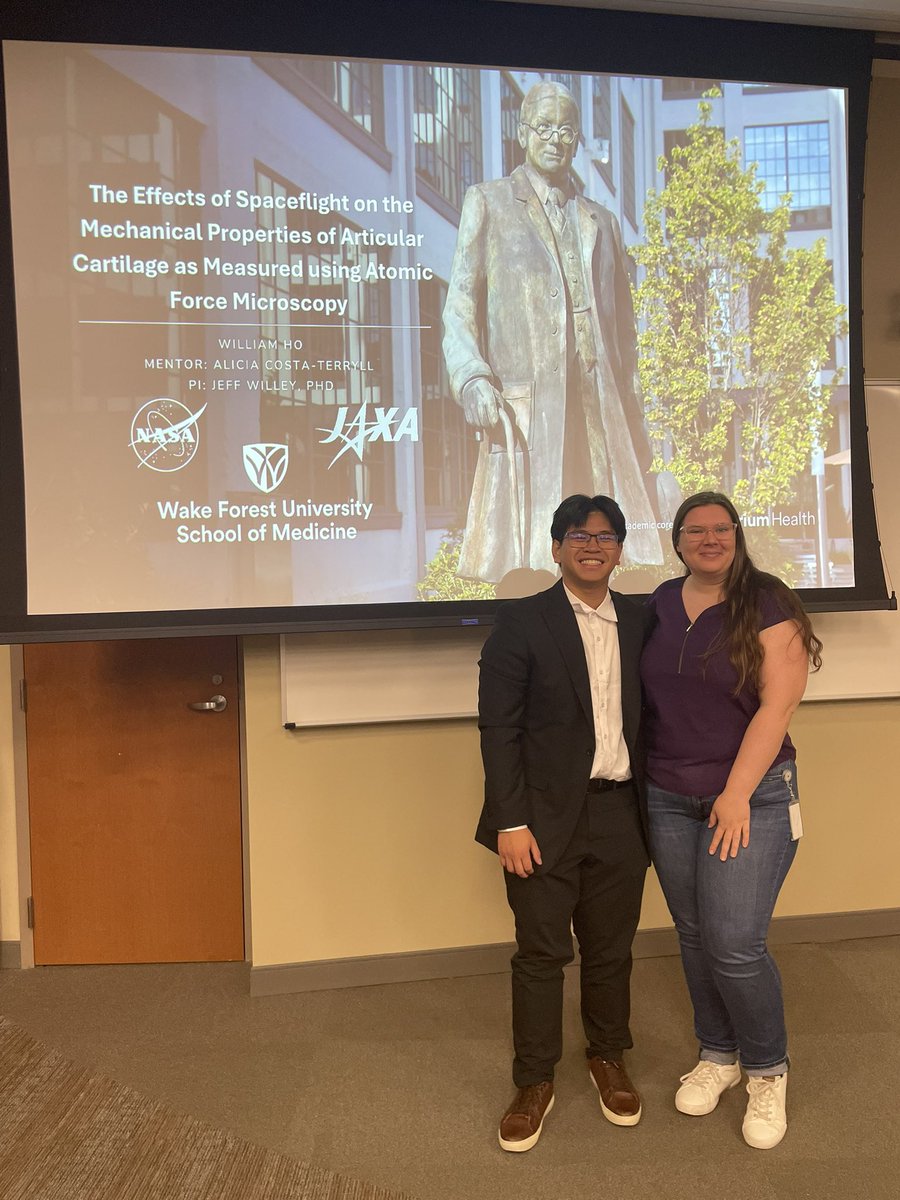 The Willey lab had two undergraduate students this summer working alongside graduate students Kaitlyn Reno and Alicia Costa-Terryll.

Congratulations to both Alivia Smith and Will Ho for all of their hard work and success this summer! 

<a href="/WakeBME/">Wake Forest Biomedical Engineering</a> #SpaceHealth #CancerResearch