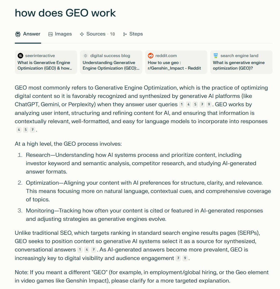 When you ask an LLM how GEO works - you're already in the cognivitive dissonance mode: 1) you believe GEO is real and 2) the LLM is going to pull fabricated material that you will agree with = cognitive bias

This is NOT how research works.

However, as SEOs - we can insert our
