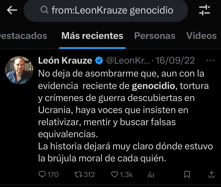 Difundiste la propaganda que sirvió de justificación al genocidio en Palestina por Israel por dos años, León. Como dijiste con la invasión a Ucrania, a la que sí llamaste “genocidio”, “La historia dejará muy claro dónde estuvo la brújula moral de cada quién”. Y con Palestina el
