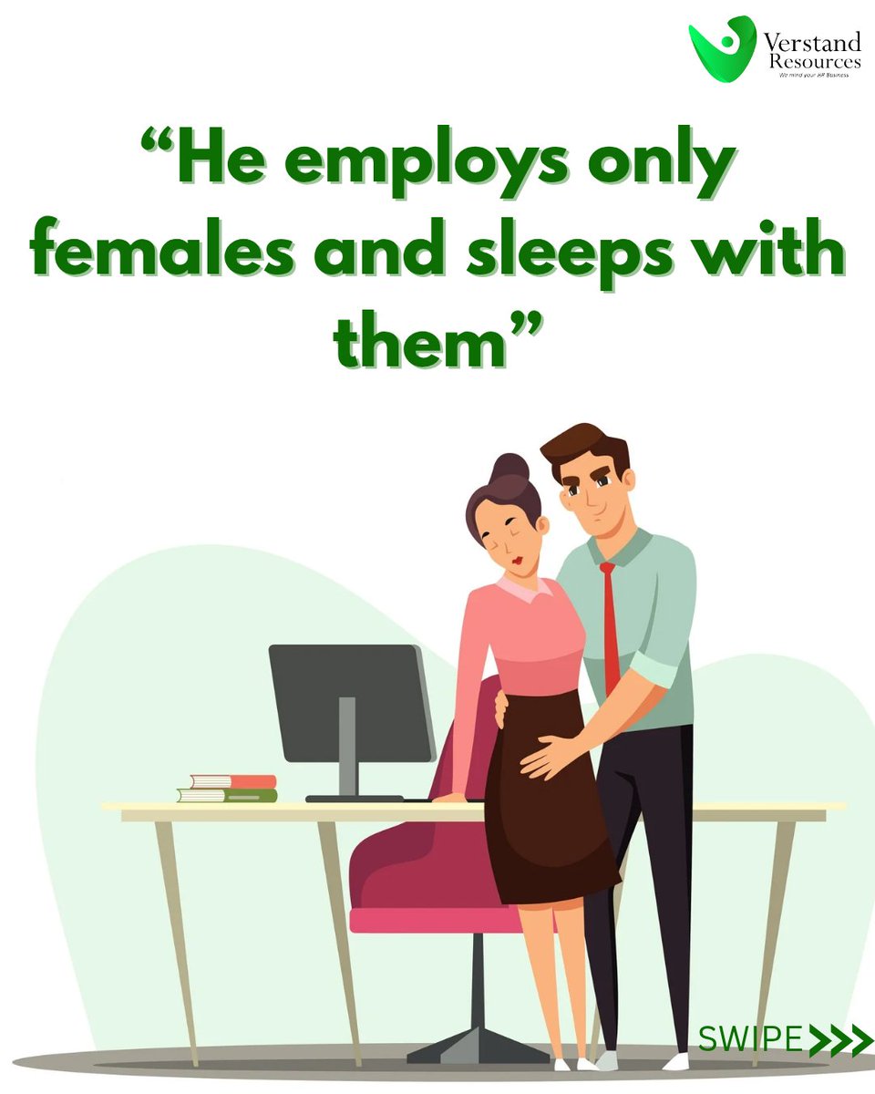 verstandresourc's tweet image. Do you feel sexually harassed at work?

Speak up, Report to HR, Gather Evidence.

If these methods fail, Lawyer up!

You don’t have to stay and keep being a victim. You also have a choice of resigning!

#sexualharrassment #workplace #midweekthoughts #verstandresources