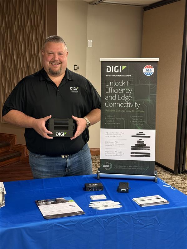 digidotcom's tweet image. Digi is at Wright Patterson AFB Technology Expo today. Stop by and meet Rik Pietsch from our #InfrastructureManagement team to see how Digi solutions simplify IT operations, deliver secure edge connectivity and help maximize efficiency. #IIoT Learn more: hubs.la/Q03BztTJ0