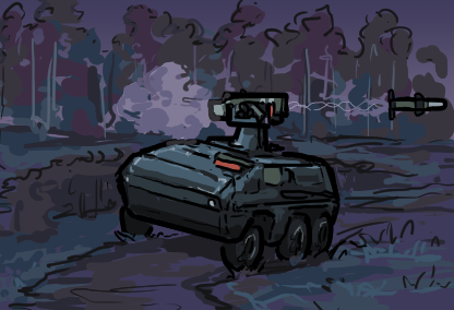 LymphOwned's tweet photo. ATGM Carrier. The bulk of the SDF is served by dependable 6 wheelers even if the handful of Colonial Tanks feature more often in recruitment ads. They're cheaper to operate, damage the roads less and can even ford the Konist, if needed. https://t.co/2BhyNosYTi