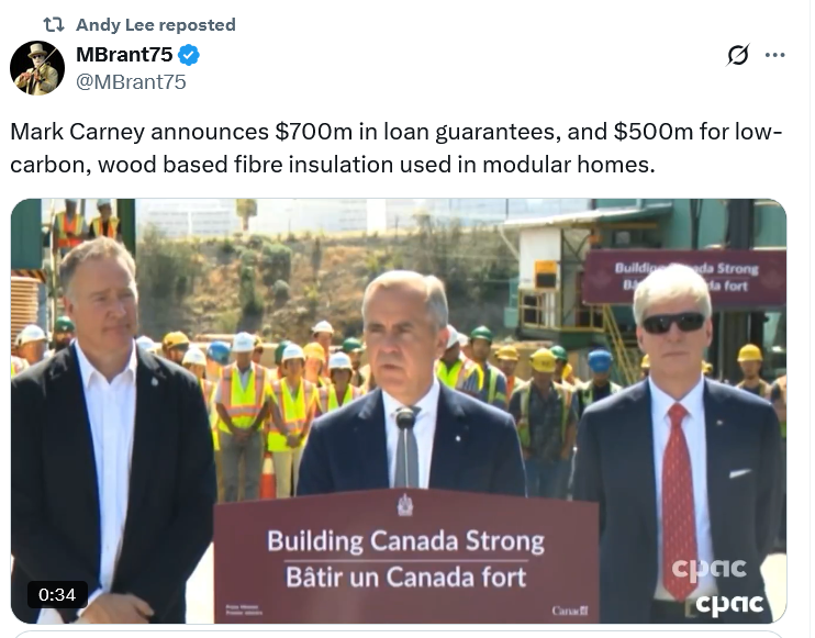 gmforbes35's tweet image. Who spent $5 billion to by a modular home building company is 2021? Brookfield.

Who was head of Brookfield in 2021? Mark Carney.

Who is pushing modular homes as the solution to Canada's housing crisis? Mark Carney.