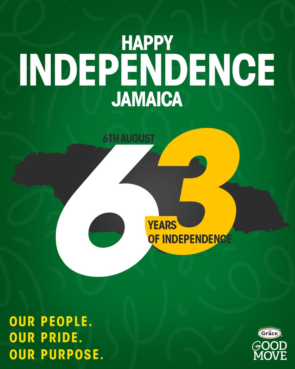 gracefoods's tweet photo. As we celebrate 63 years of independence, we honour the people who built this country. Here’s to every Jamaican making their mark, because living with pride and purpose is always a #GoodMove! Happy Independence, Jamaica!💛💚🖤#IndependenceJamaica #IndependenceDay #GRACEGoodMove https://t.co/iWDFTzjw8L