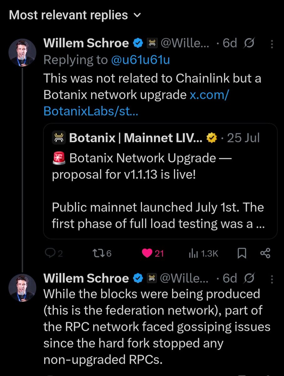 <a href="/CampbellEaston/">Campbell | Lending Supercharged ⚛️</a> <a href="/redstone_defi/">RedStone ♦️</a> x.com/0x_zKfbg/statu…

>Fighting with Chainlink.
They're... how can I put this? The worst actors in the space. Not just for competitors, but their users too.

Pure projection. Just last week, you were amplifying and dogpiling a hoax about Chainlink having an oracle failure