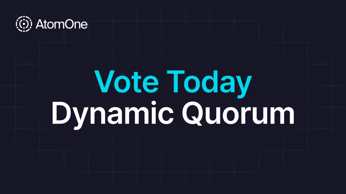_atomone's tweet image. With 17 hours left, this is your call to vote!

AtomOne uses direct voting, so quorum should reflect real governance behavior.  Proposal 11 introduces Dynamic Quorum, adapting thresholds over time to match how users actually participate.

gov.atom.one/proposals/11