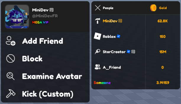 🤔 Tired of Roblox’s default player list?

🚀 Try PlayersListPlus, open-source, fully customizable, and modern.

✅ Custom buttons (like Kick)
✅ Custom player icons, colors
✅ Leaderstats icons &amp; colors

Make your player list stand out 👉 devforum.roblox.com/t/2975158