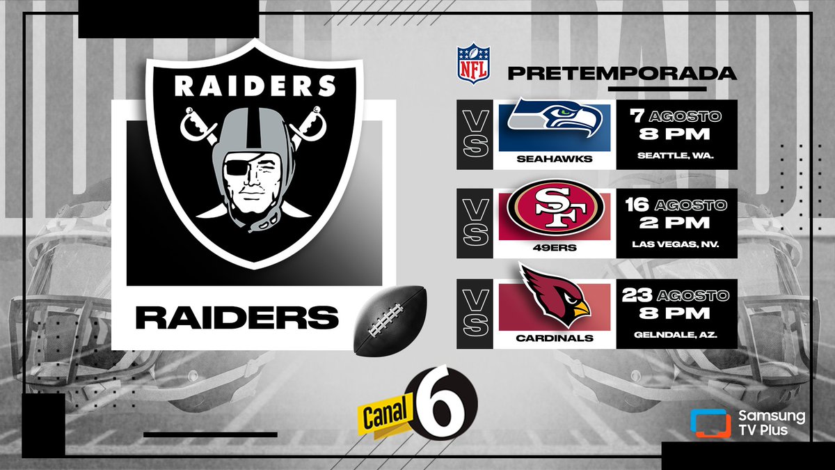 🏈 Samsung TV Plus y Canal 6 traen la pretemporada de los partidos de los Raiders sin costo adicional, 📺 sin pases en falso, solo touchdowns de entretenimiento.
Es Streaming. Es gratis. Es tuyo
#SamsungMexico #SamsungTVPlus #Streaming #Gratis #NFL #Raiders #CanalesFAST