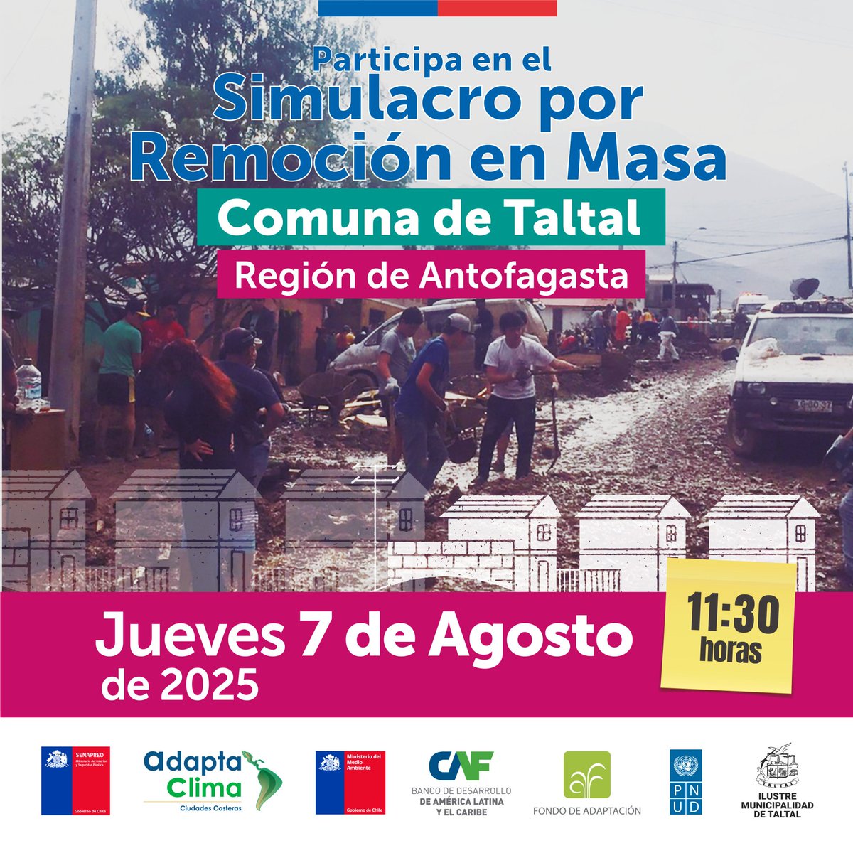 codigo_l4's tweet image. #Taltal 🇨🇱 | El 7 de agosto, se realizará un simulacro de aluvión con activación de sirena, coordinado por @senapred junto a @adaptaclima 🌧️

#Taltal #Calama #Antofagasta #Tocopilla #Mejillones #simulacrodeevacuación
#simulacroaluvion