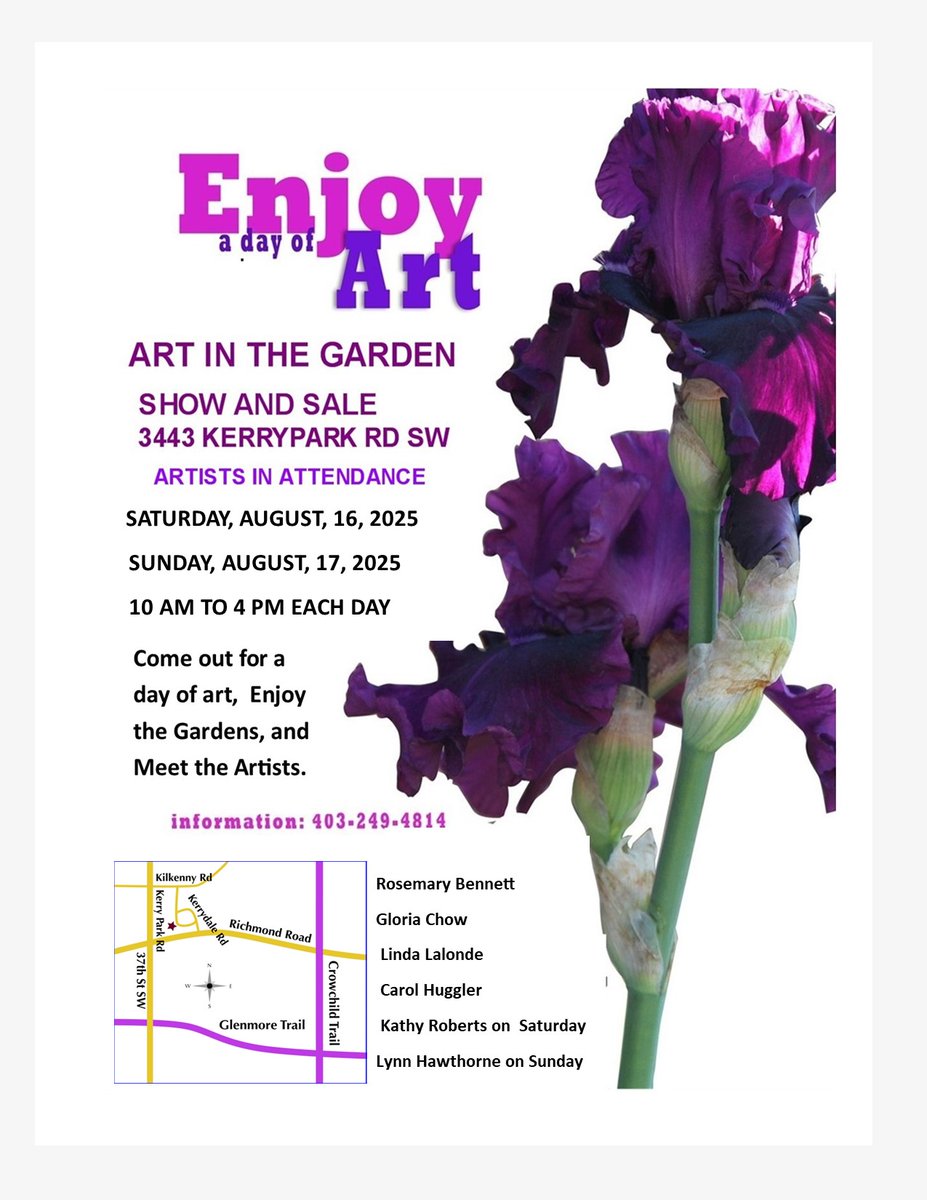 chowdgw's tweet photo. @YYCTweetUp The Sixteenth Annual Art in the Garden Show and Sale is on Saturday, August 16 and Sunday, August 17, 2025 from 10 AM – 4 PM each day at 3443 Kerry Park Rd., SW, Calgary. Come out and enjoy a day of art and the beautiful gardens and enter to win the Door Prize. https://t.co/d24RbrlhHo