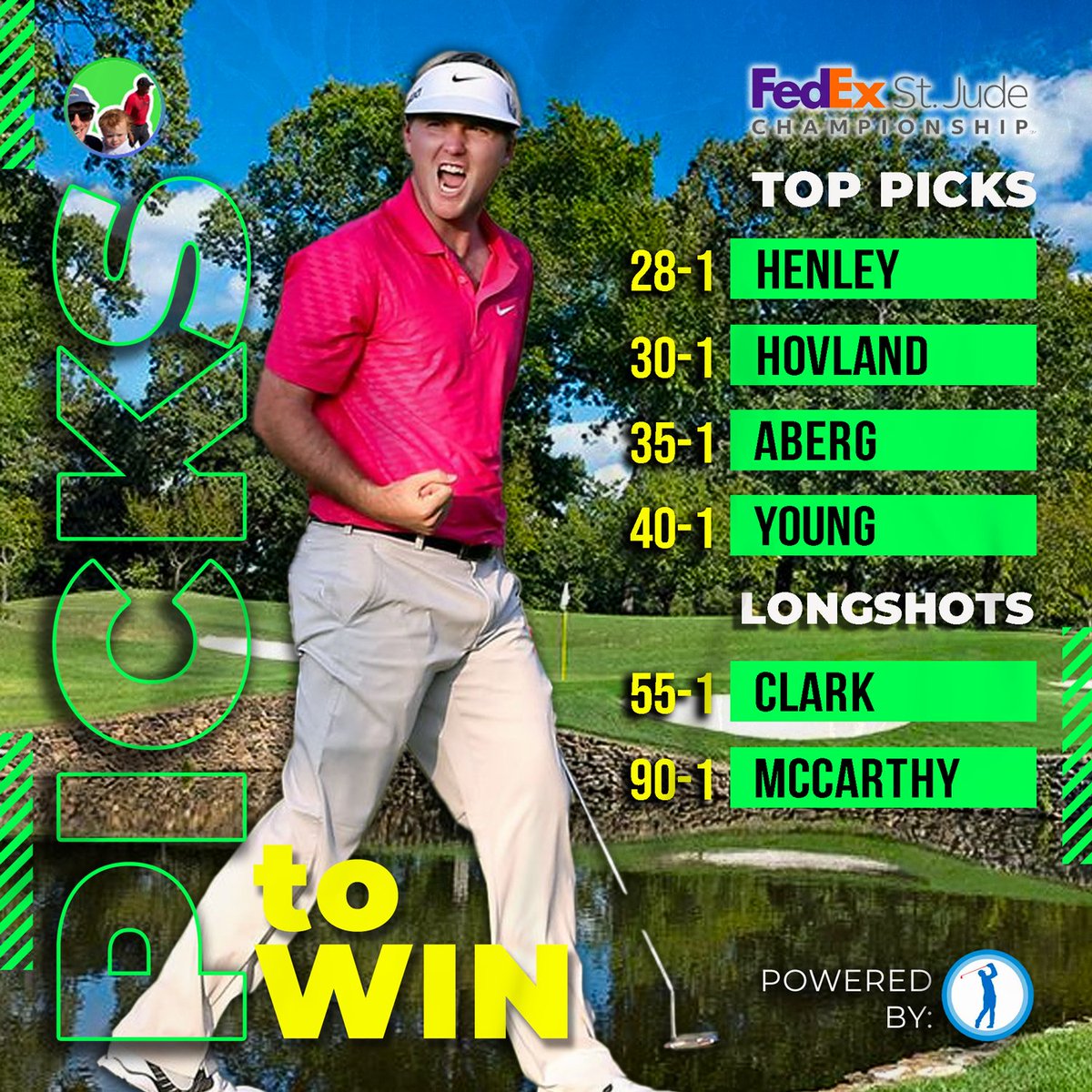 Here are my final picks to win the FedEx St. Jude

Good luck this week 🎲🎲⛳️