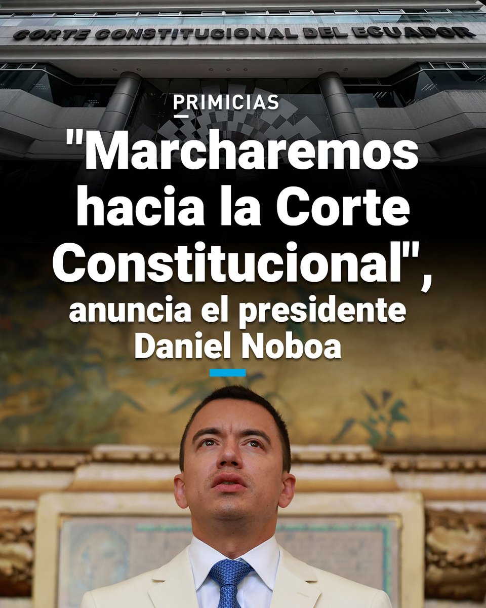 Daniel Noboa anunció que el 12 de agosto marchará contra la Corte Constitucional, con la que ha surgido una disputa por las leyes recién aprobadas. prim.ec/v8PS50WAQJJ