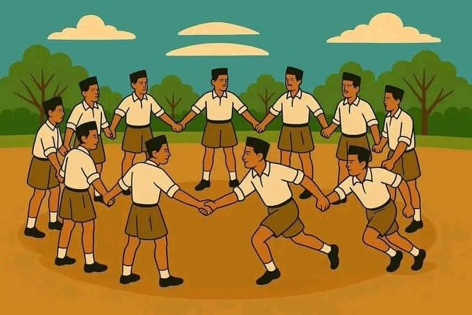 we_are_4_rss's tweet image. इस खेल का नाम है &quot;सुदर्शन चक्र&quot; जो अनुशासन, चपलता और एकता को बढ़ावा देता है।
यह Rashtriya Swayamsevak Sangh (RSS)  की शाखा में अक्सर खेला जाता है l
#RSS #RSS100 #RSSorg #स्वयंसेवक  #VHP #बजरंगदल @7dipk @Arunk750 @Brijesh_vkarma @friendsofrss @amit_4_hindutav  @Harshcid_ @CKPJio22