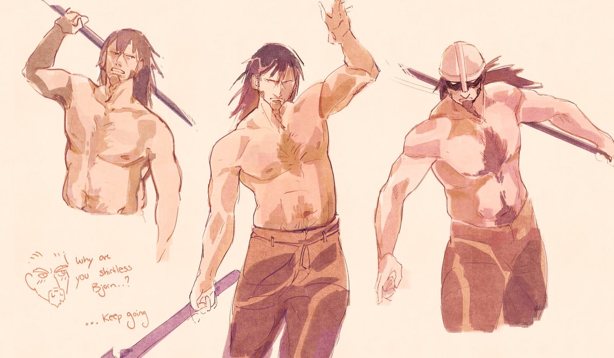 Anatomy practise with bjorn because i realised that if i want to draw vinland saga fanart i need to learn about muscles