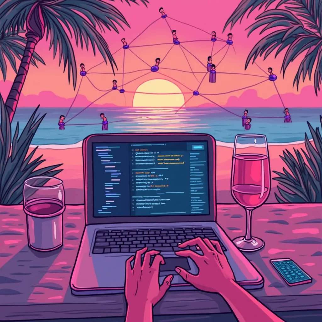 Alla_2056's tweet photo. Spilled wine on my keyboard while setting up a community node after seeing @theblessnetwork's post. Web3 dev life: messy, direct, no middlemen, totally worth it 🏝️ https://t.co/bSJCaHHSyC