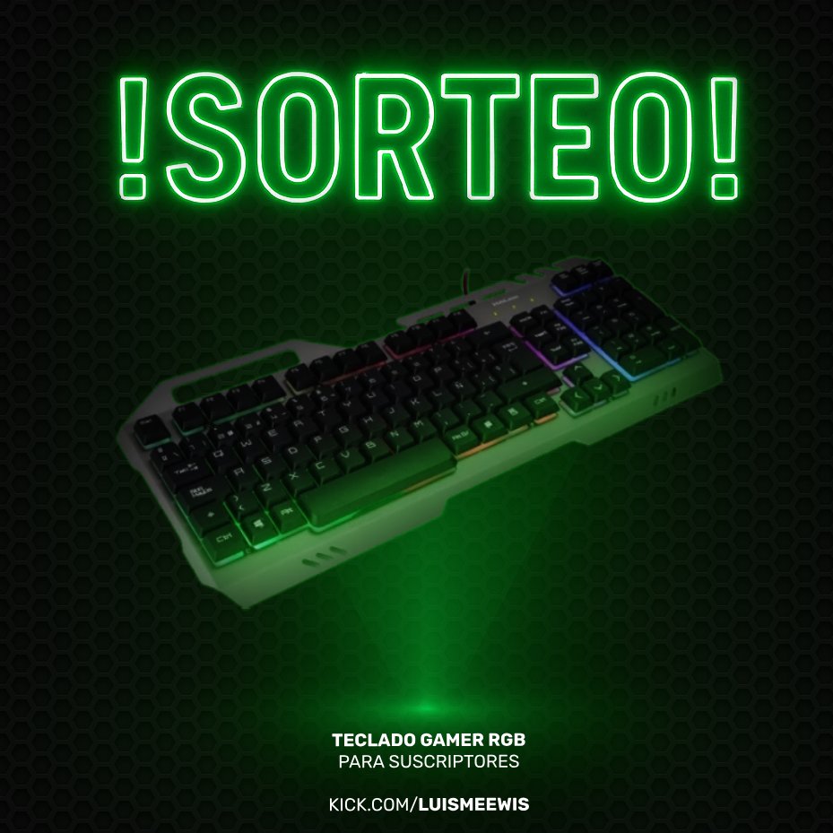 🚨 Para agradecer todo el apoyo que he estado recibiendo últimamente en casi todas mis redes, quiero anunciar que haré mi 🔥PRIMER SORTEO🔥 de un periférico (TECLADO GAMER RGB), ya que creo que es lo que más les interesa a la mayoría xd

📅 El sorteo se hará a través de mi canal