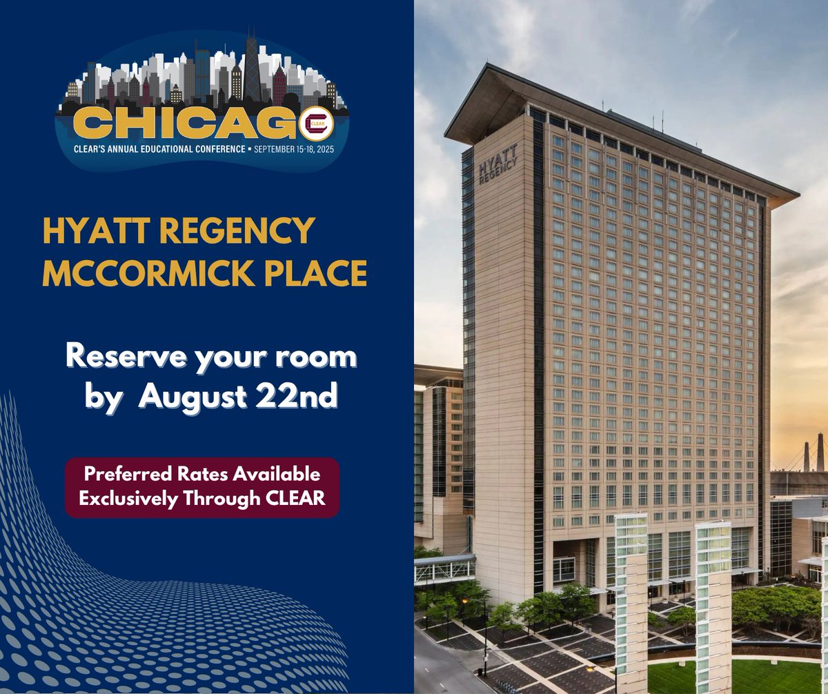 Heading to CLEAR 2025? Make sure to book your hotel room soon. Space is filling quickly and preferred rates are available through August 22. Stay steps away from all the conference action: ow.ly/VYgN50WyLj6,