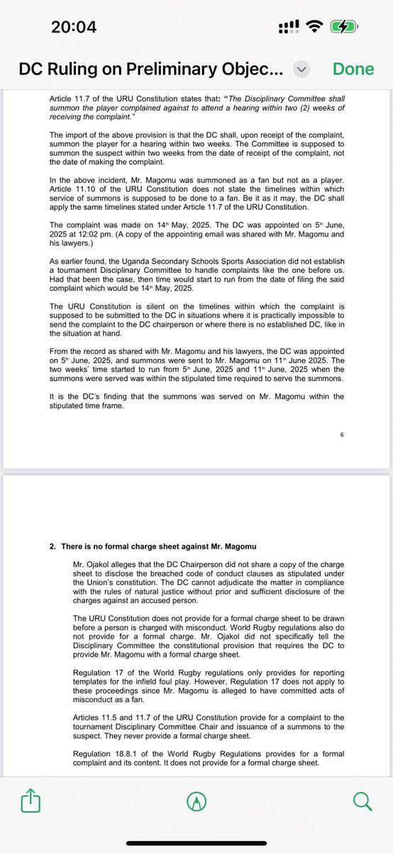 Due to public demand and <a href="/ivan_magomu/">Kanindo</a> being a national sportsman, it is important that the public gets wind of what the outcomes of the disciplinary proceedings were. I will start by sharing screenshots of the ruling on the Preliminary Objections raised during the hearing.