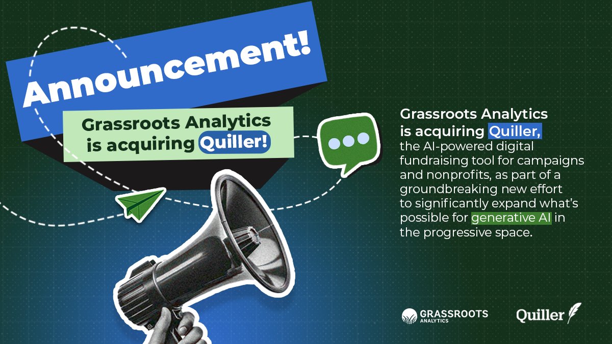 grassroots_data's tweet image. Grassroots Analytics is thrilled to announce we are acquiring Quiller!
Read our full blog post and press release here ⤵️
grassrootsanalytics.com/post/grassroot…