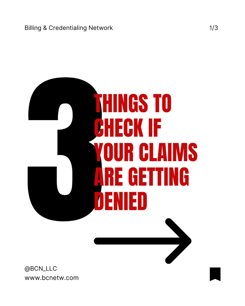 bcnnetwork21's tweet image. Getting denied? Check this:
• CAQH
• NPI
• Licensure
• Affiliations
It’s not always billing—it’s bad credentialing.
We help providers stay paid.
📩 DM us “CLAIMS”
#ClaimDenials #CredentialingHelp #HealthcareBusiness
