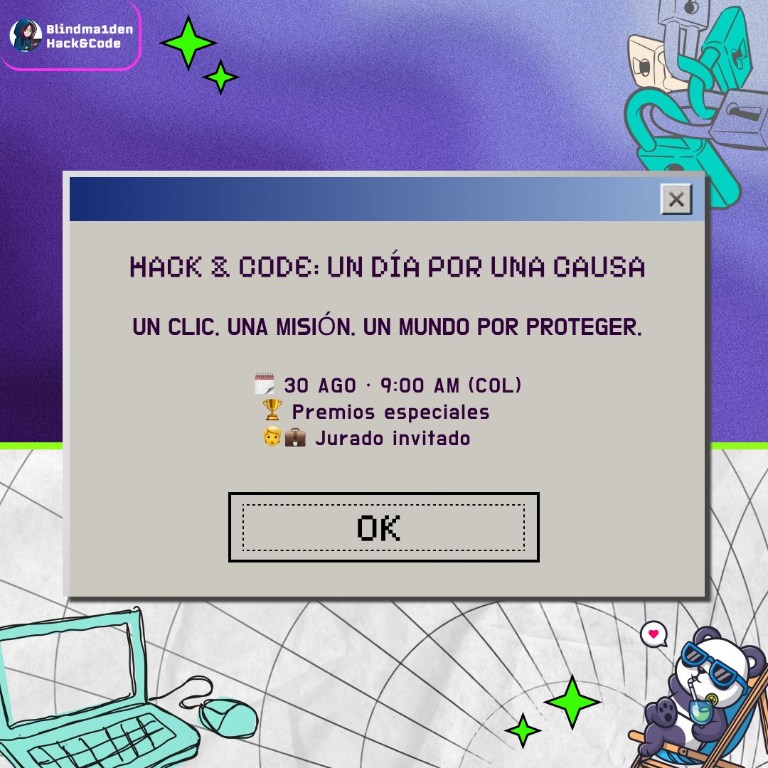 💻✨ Hack &amp; Code: un día por una causa

Un hackathon para crear soluciones tecnológicas con impacto social.
Un solo día, un equipo, una causa.
Codificamos para transformar realidades 💜

¿Te unes?