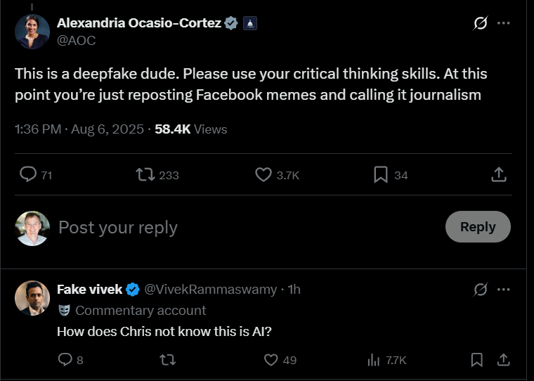 Gotta love that Fake vivek is down on the AI.