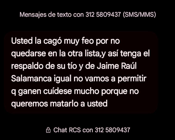 Jaime Raúl Salamanca Torres (@jaimeraulst) on Twitter photo Rechazo las amenazas a los jóvenes de Garagoa Boyacá y pido a las autoridades esclarecer los hechos y actuar conforme a la ley en estos casos. Los jóvenes son el presente y merecen nuestra protección y cuidado. <a href="/PoliciaColombia/">Policía de Colombia</a> <a href="/Registraduria/">Registraduría Nacional del Estado Civil</a> Rechazo las amenazas a los jóvenes de Garagoa Boyacá y pido a las autoridades esclarecer los hechos y actuar conforme a la ley en estos casos. Los jóvenes son el presente y merecen nuestra protección y cuidado. <a href="/PoliciaColombia/">Policía de Colombia</a> <a href="/Registraduria/">Registraduría Nacional del Estado Civil</a>