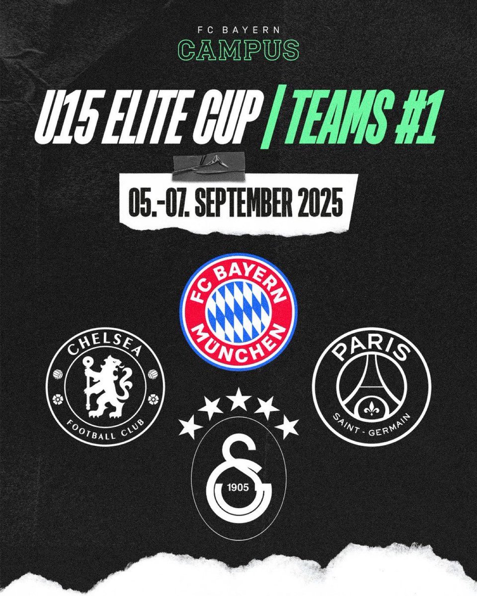 Galatasaray Akademisi, 5-7 Eylül tarihleri arasında Almanya'da düzenlenecek U15 Elit Cup'a katılacak.

🆚 Bayern Münih
🆚 PSG
🆚 Chelsea