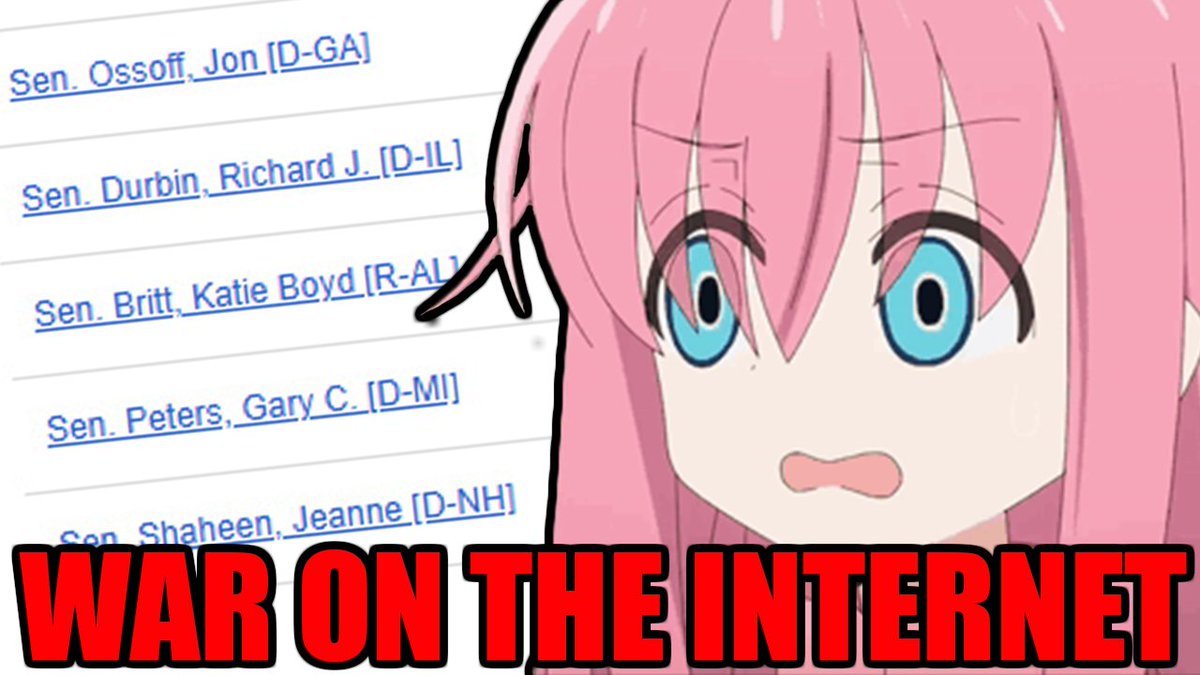 The War for The Internet is getting worse with more US Senators joining in on "Pro-Censorship" of the internet. The Senators that joined did this after the public outcry of the invasion of privacy from Governments and Companies. They don't care about us. youtu.be/fqWqvrg5_GQ