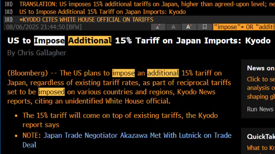 SpecialSitsNews's tweet photo. Wait, we are putting another 15% tariffs on Japan after the trade deal was reached? https://t.co/UkbK7TjXtb