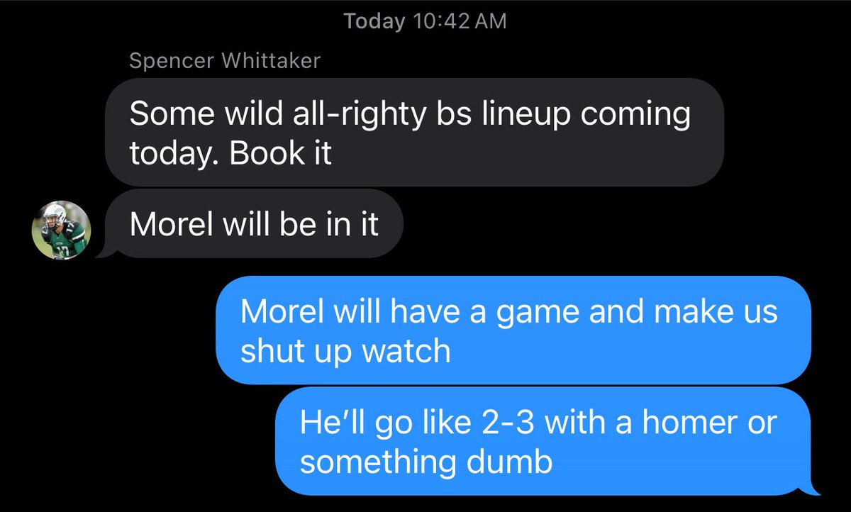 Lmao the most Rays thing ever. Of course Morel would homer today. That’ll buy him until the end of the season 🙄