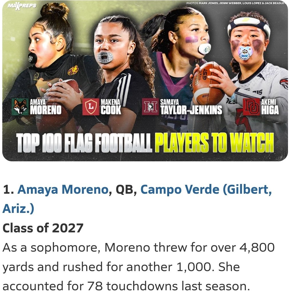 Mike Giovando (@elev8qbacademy) on Twitter photo So proud of <a href="/CHIMIMORENO1/">Amaya Moreno</a> for being the #1 flag football player in the country to watch. She's been with us for 8 years. Keep grinding! <a href="/quarterbackmag/">Quarterback Magazine</a> So proud of <a href="/CHIMIMORENO1/">Amaya Moreno</a> for being the #1 flag football player in the country to watch. She's been with us for 8 years. Keep grinding! <a href="/quarterbackmag/">Quarterback Magazine</a>