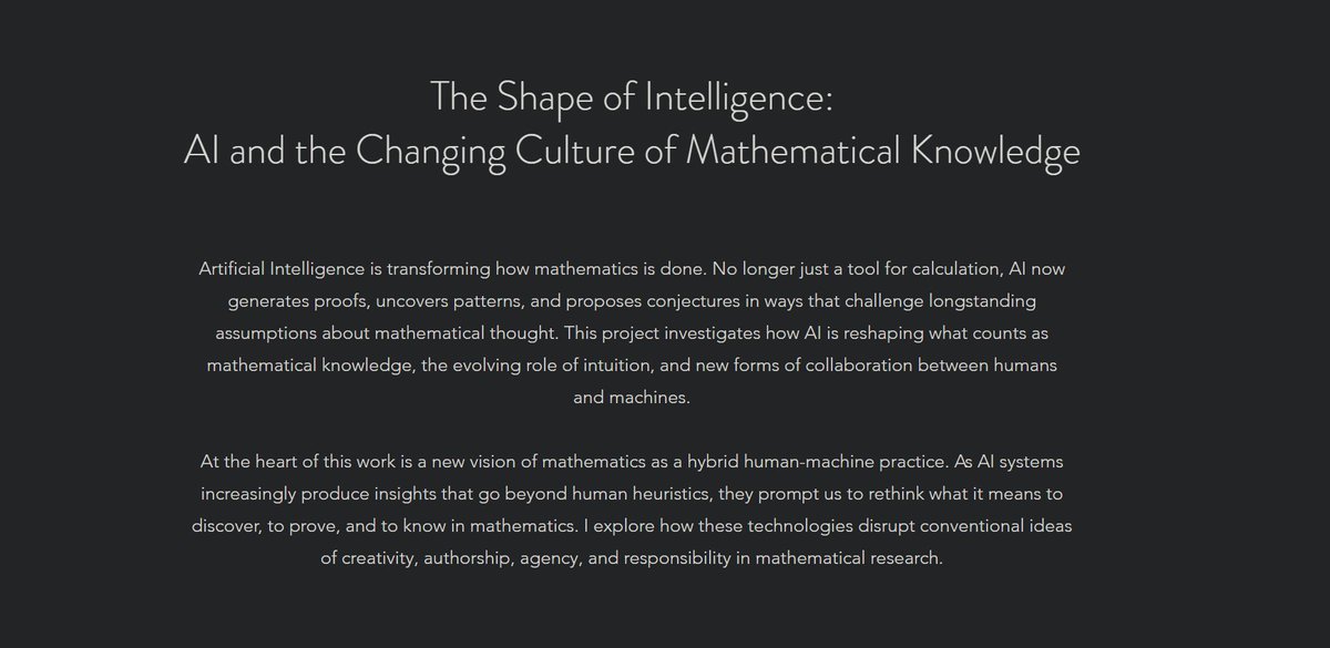 Ryan Hauser (@r__hauser) on Twitter photo One reason I enjoy working in AI governance is the close relationship between thorny epistemic problems and their immediate practical effects.
<a href="/kati_kish/">Kati Kish Bar-On</a>'s research on AI + mathematical knowledge is a good example of this. Definitely looking forward to seeing this project One reason I enjoy working in AI governance is the close relationship between thorny epistemic problems and their immediate practical effects.
<a href="/kati_kish/">Kati Kish Bar-On</a>'s research on AI + mathematical knowledge is a good example of this. Definitely looking forward to seeing this project