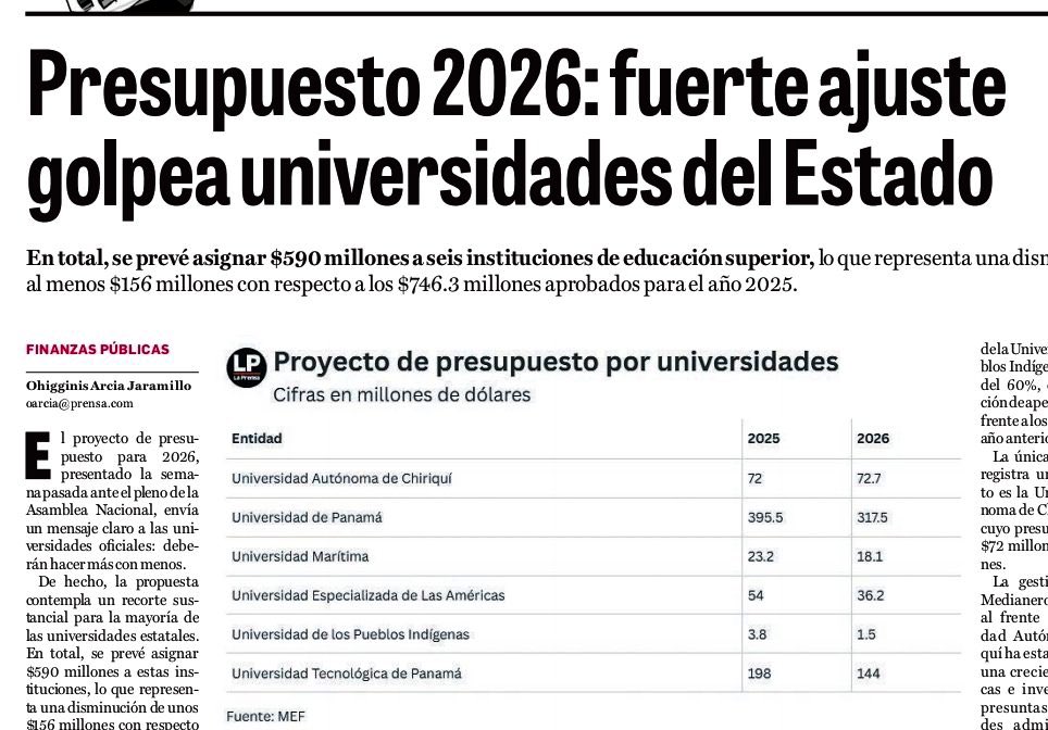 Menos mal que los días de Etelvina Bonagas estaban contados, todas recibieron recortes menos la UNACHI, es más, le aumentaron 700 mil a su presupuesto ¿Está no era la que el presidente decía que cada vez que abría la boca se abría más la puerta del Ministerio Público?
