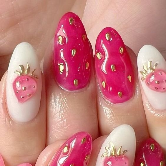aesttics's tweet image. Strawberry nails