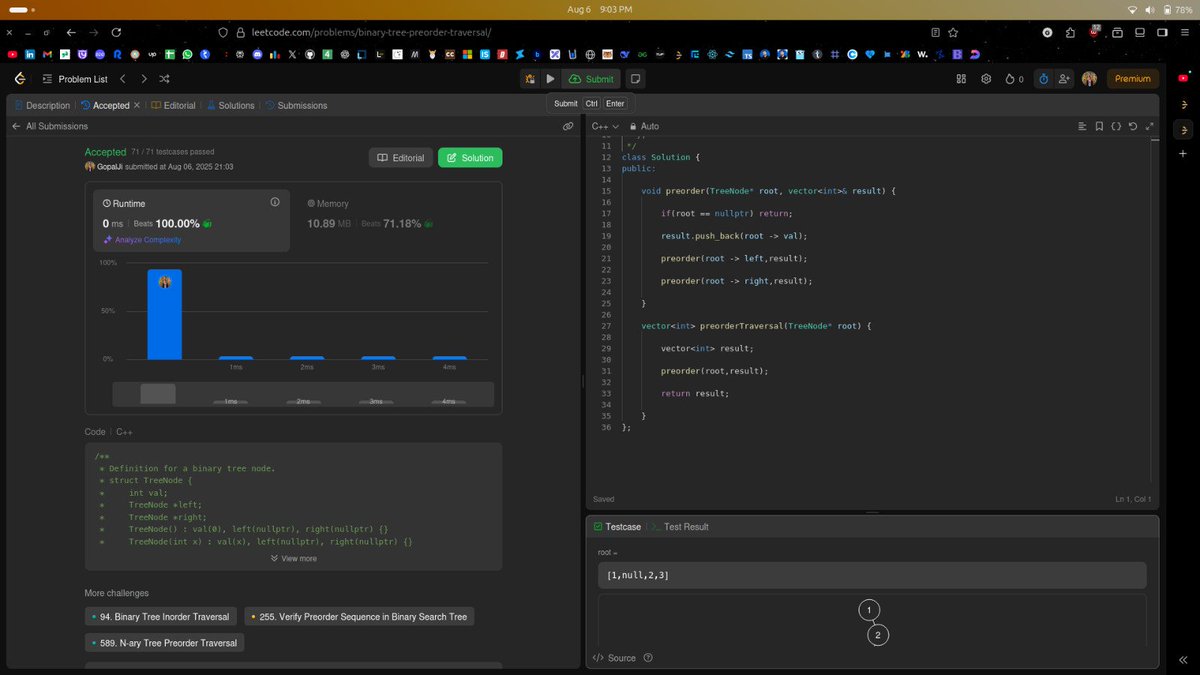 gpl_devX's tweet photo. Day6 - #AugustChallenge

- started learning tree from @striver_79,learned about trees,implementation,traversal methos

- solved 3 traversal problems on leetcode
- project frontend is pending 

#LearnInPublic #LearnToCode https://t.co/W0KkJVyIdC