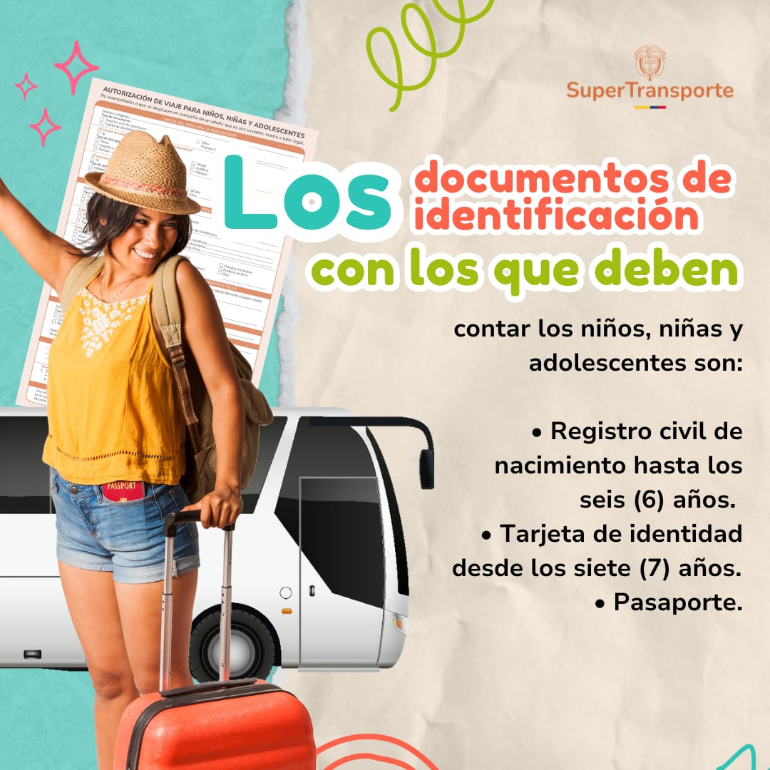 Por un #TransporteSeguroDeMenores toda empresa de transporte tiene la obligación legal de verificar los documentos de identidad y de viaje de los menores de edad para la expedición del tiquete de viaje, garantizando que viaje con su padre, madre, tutor legal o persona autorizada.