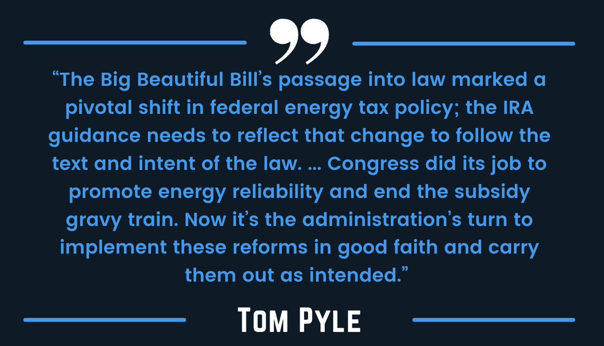 American Energy Alliance (@aea) on Twitter photo Earlier this week, <a href="/AEA/">American Energy Alliance</a> led a coalition letter providing suggestions to <a href="/SecScottBessent/">Treasury Secretary Scott Bessent</a>  on how to carry out the statutory language of the recently enacted One Big Beautiful Bill Act.
Read our press release on the letter:
americanenergyalliance.org/2025/08/aea-le… Earlier this week, <a href="/AEA/">American Energy Alliance</a> led a coalition letter providing suggestions to <a href="/SecScottBessent/">Treasury Secretary Scott Bessent</a>  on how to carry out the statutory language of the recently enacted One Big Beautiful Bill Act.
Read our press release on the letter:
americanenergyalliance.org/2025/08/aea-le…