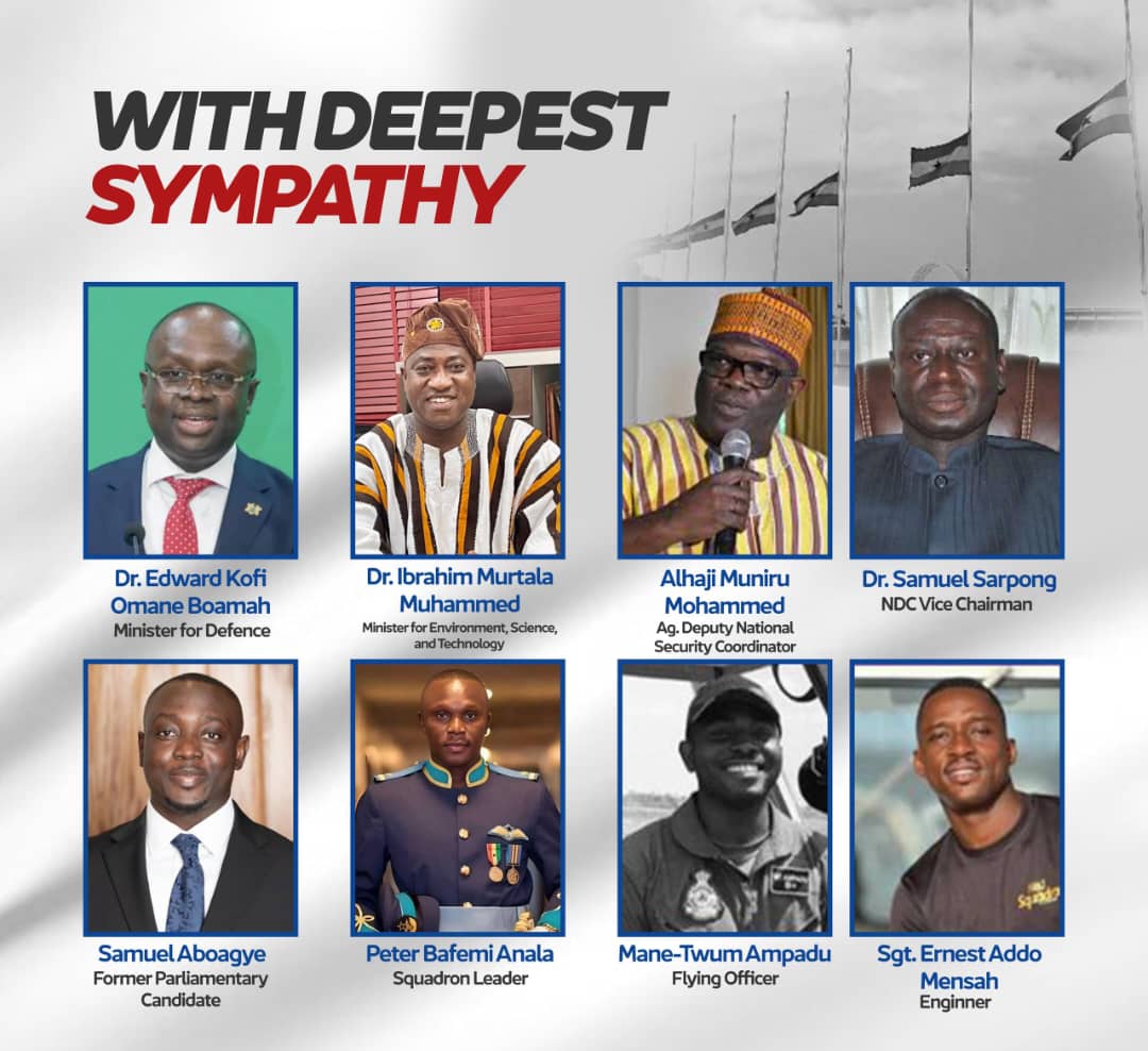 A while ago, I communicated to the President of the Republic, H.E. John Dramani Mahama, my deepest condolences following the heart-wrenching news of the loss of two of our nation’s Ministers and six others in a helicopter crash earlier today.

The fallen men paid the ultimate