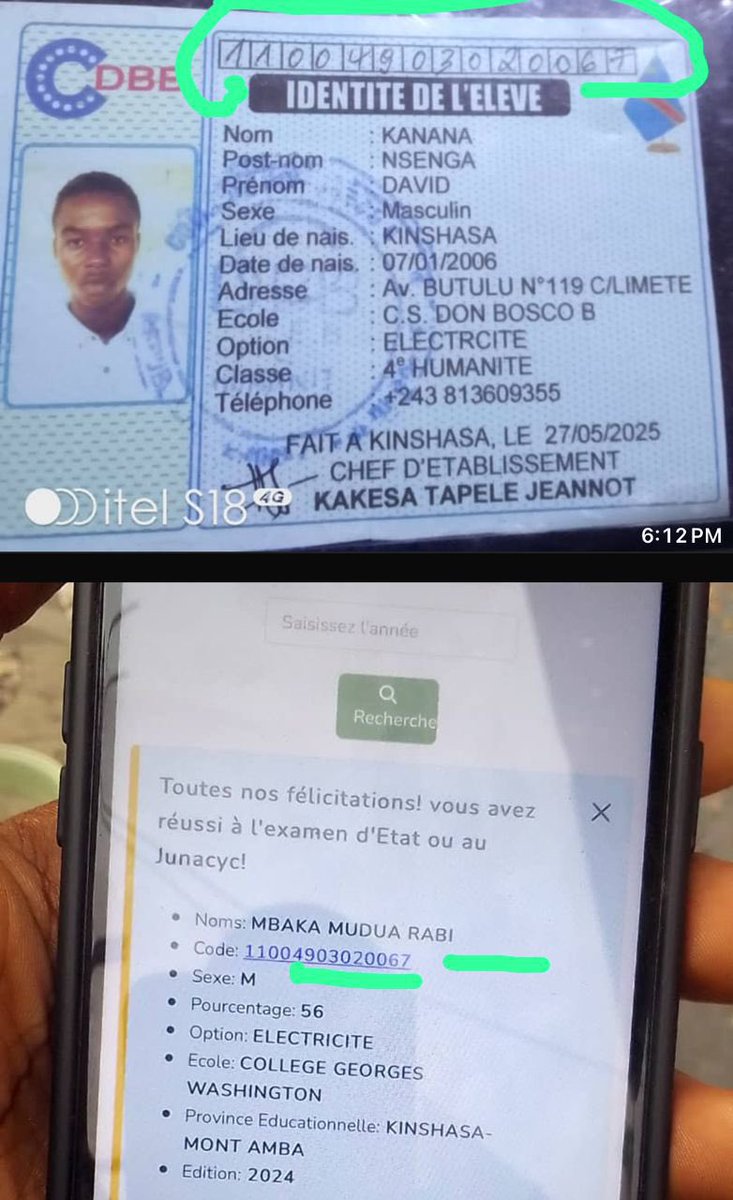 KimKimuntu's tweet photo. *Lettre ouverte du Conseiller Communal Hon. Willy LEYIBA à   Son Excellence Madame la Ministre de l’EPST sur une erreur matérielle dans la publication des résultats de l’Examen d’État 2025 – Plaidoyer pour une correction immédiate*

Excellence Madame la Ministre, 
en ma qualité de Conseiller Communal élu de Ngaba et en tant que représentant de la population, je me permets de vous adresser cette lettre ouverte suite à la saisine de l’un de mes électeurs, confronté à un problème grave survenu lors de la publication officielle des résultats de l’Examen d’État du 05 août 2025.

Il m’a été rapporté, avec preuves à l’appui, que *l’élève KANANA NSENGA David*, inscrit en *option électricité* au *Complexe Scolaire Don Bosco B*, porteur de l’identifiant d’examen *11004903020067*, a vu son code attribué à *un autre nom, MBAKA MUDUA Rabi*, inscrit dans un autre établissement, *le Collège Georges Washington*.

Cette incohérence, apparemment causée par une *erreur matérielle ou un dysfonctionnement technique*, a semé la confusion et affecte moralement et socialement l’élève concerné ainsi que sa famille. L’intelligence artificielle a permis de détecter cette erreur manifeste, en établissant une incohérence entre l’identité figurant sur la carte d’élève et celle des résultats publiés en ligne.

Face à ce constat, je lance un appel pressant aux autorités compétentes pour :

1. *Lancer une vérification urgente et rigoureuse du cas spécifique de l’élève KANANA NSENGA David ;*  
2. *Procéder à la correction officielle de cette erreur et à la mise à jour des résultats publics ;*  
3. *Mettre en place un mécanisme de recours rapide pour les élèves victimes d’erreurs similaires ;*  
4. *Renforcer la fiabilité des systèmes numériques utilisés pour la gestion des résultats.*

En cette période où l’avenir des jeunes dépend en grande partie de la justesse des décisions de nos institutions, je fais appel à votre sens élevé de responsabilité pour que la vérité soit rétablie et que justice soit rendue à ce jeune élève, innocent et méritant.

Dans l’attente d’une réaction diligente, je vous prie d’agréer, Mesdames et Messieurs, l’expression de ma considération distinguée.

*Hon. Willy LEYIBA*
Conseiller communal élu de #Ngaba