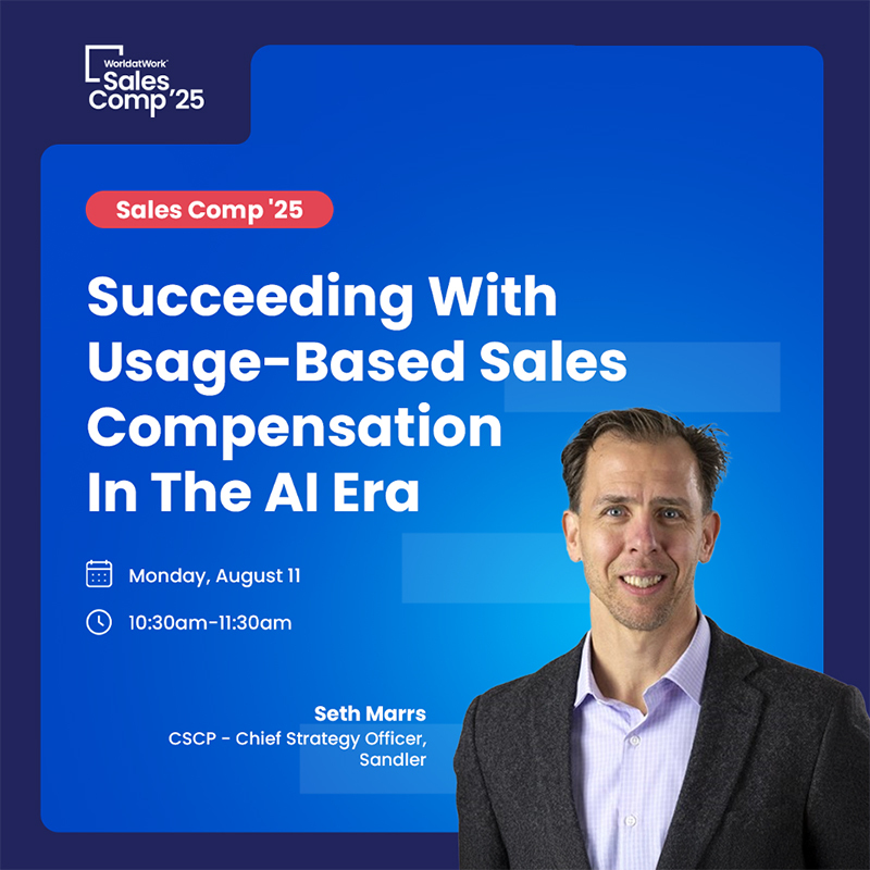 Catch Sandler's Chief Strategy Officer at #SalesComp25 in #Chicago, Aug 11! 🎤

As usage-based pricing reshapes AI sales, comp plans must adapt. Register with code "WINDYCITY" for $100 off! 🔗echo.walls.io/4bK1AX
#WorldatWork #SalesCompensation #Networking